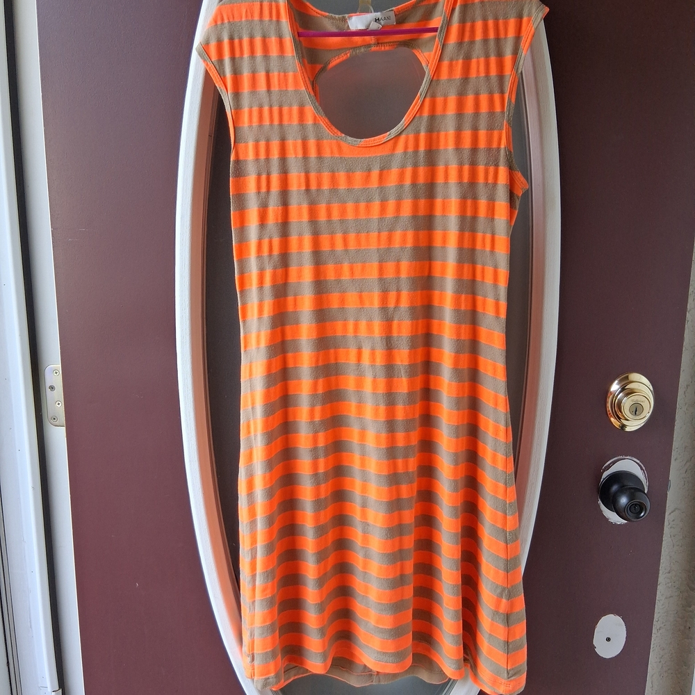 Orange and Gray Striped Dress